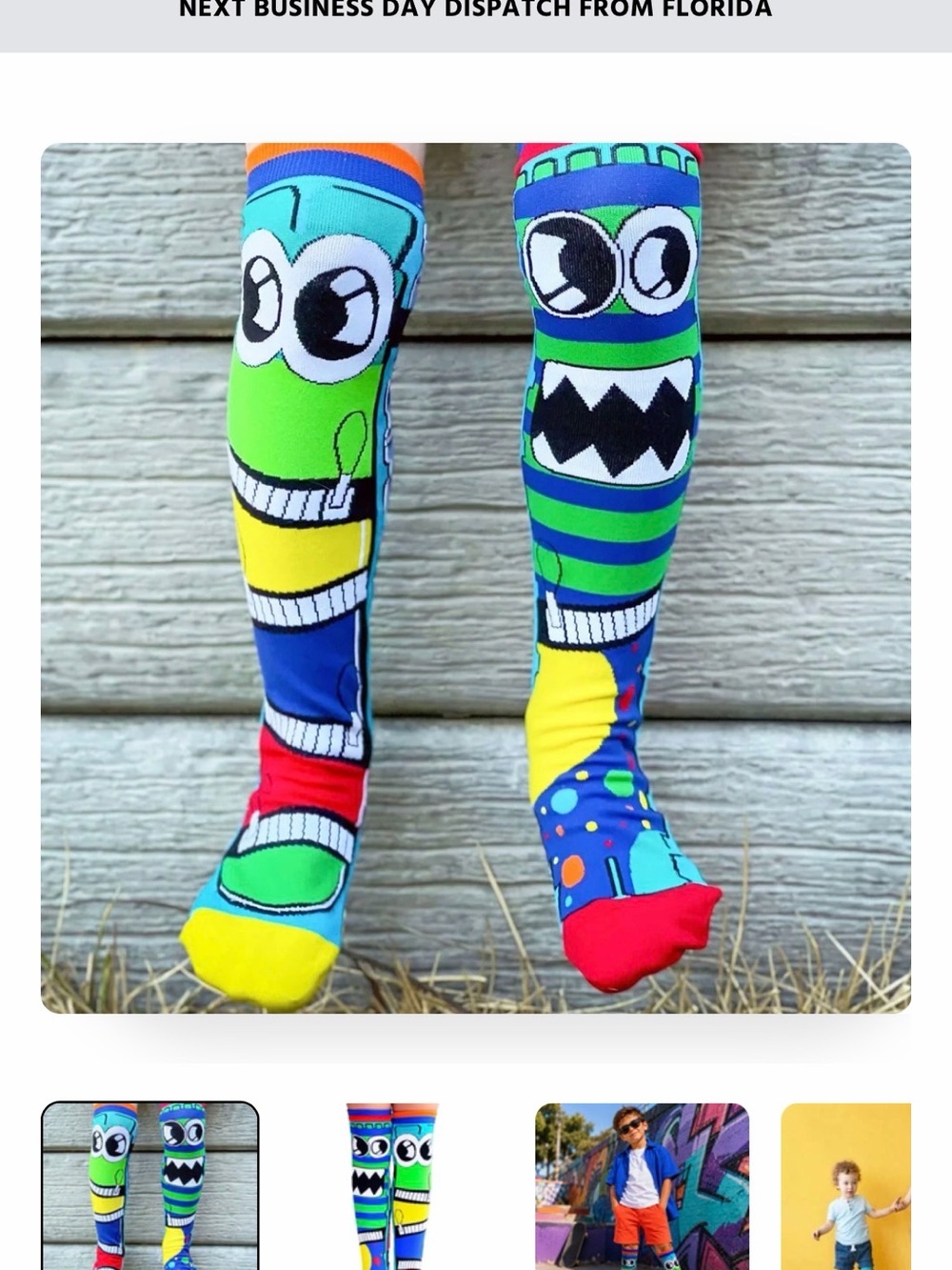 Playful Monster Knee-High Socks for Kids - Green & Blue